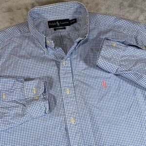 Vintage Ralph Lauren Gingham Button Down Shirt | Blue/White | Large